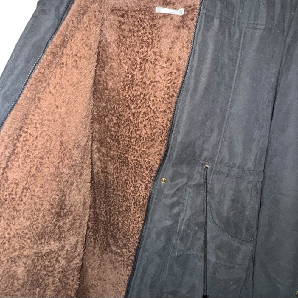 Beyove Coat Charcoal Hooded Parka Utility Cargo Faux Fur Trim & Lining Women’s M - Picture 10 of 16
